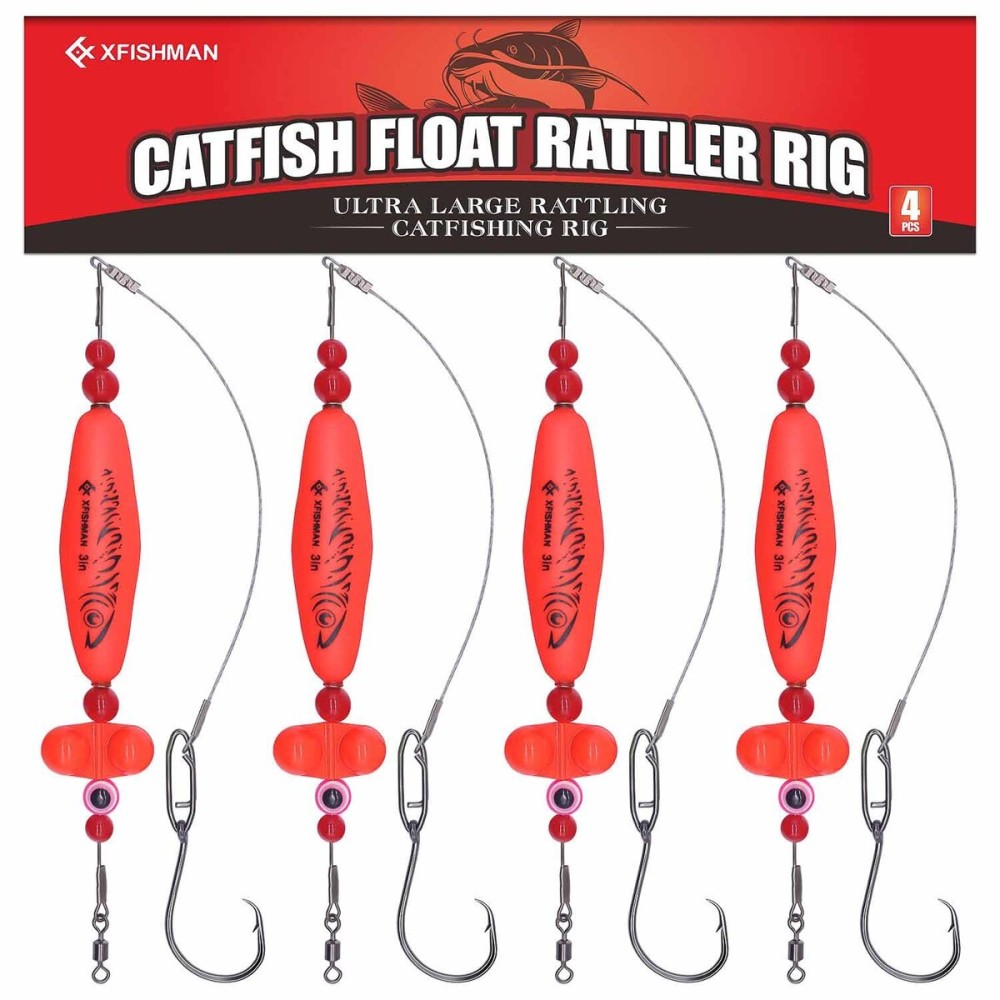 Catfish-Rig-for-Bank-Fishing-Catfishing-Tackle-Floats-with-Rattler-Santee Cooper Rig Equipment(Red-3 inch)