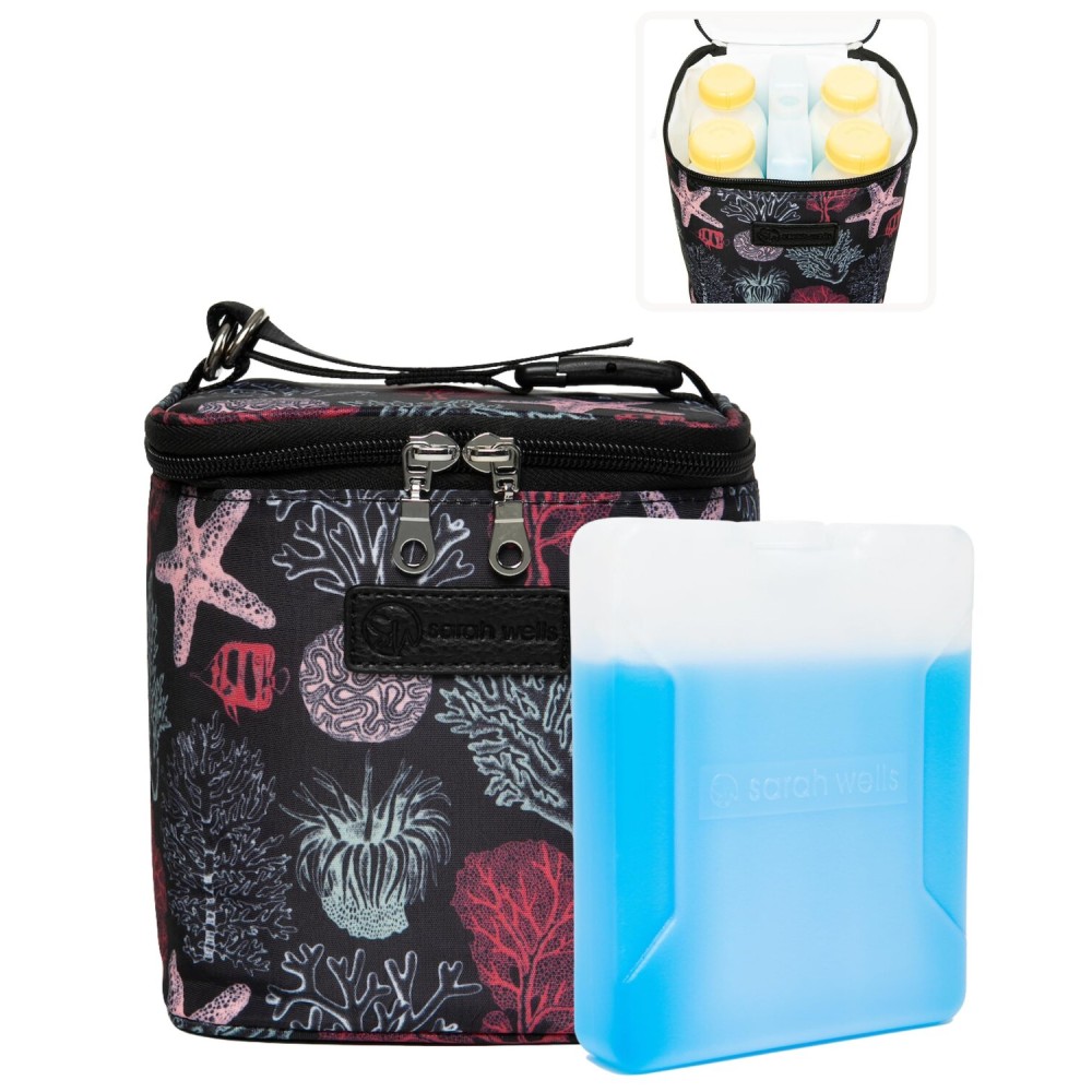 Cold Gold Breastmilk Cooler Bag with Safety Tested Ice Pack - Insulated Milk Storage for Work, Travel & Daycare - Fits Bottles & Parts - Durable, Washable, Safety-Tested Cooler for Moms (Ocean)