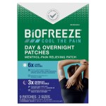 Biofreeze Day & Overnight Pain Relief Patches, Menthol Pain Patches for Arthritis & Muscle Pain Relief, Comfortable & Flexible Fabric Stays in Place, FSA/HSA Eligible, 9 Patches (6 Day, 3 Night)