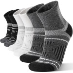 EBMORE Merino Wool Ankle Hiking Socks Compression Warm Winter Thermal Thick Cushion Running Moisture Wicking Quarter Socks Gifts Stocking Stuffers for Men Women 6 Pairs(Black & White,L)