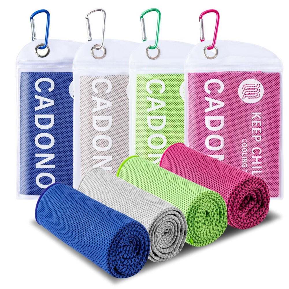 4 Pack Cooling Towel (40x12), Soft Breathable Chilly Towel, Ice Towel, Microfiber Towel for Yoga, Sport, Running, Workout,Gym, Camping, Fitness, Workout & More Activities(Multicolor)