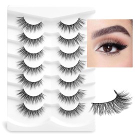 Onlyall Natural Lashes Wispy Lashes Natural Look False Eyelashes Natural Flared Eyelashes False Eye Lashes Soft Fluffy Lashes 7 Pairs D6 Volume-13mm