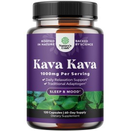 Kava Kava Root Extract Supplement 1000mg - Fast Acting Herbal Support with Kavalactones for Balanced Mood - Relax Calming Capsules for Stress Support & Better Sleep - 60 Servings