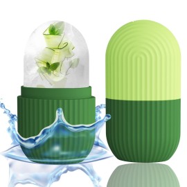 XHJRI Ice Roller Massager for Face, Eyes and Neck - Naturally Condition Skin, De-Puff Eye Bags, Reduce Migraine Pain - Reusable Silicone Ice Mold (Green)