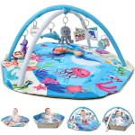 TFDER Baby Gym Play Mat, 8-in-1 Tummy Time Mat & Activity Gym, Washable Ball Pit, Infant Play Mat with Detachable Toys for Sensory Exploration and Motor Skill Development