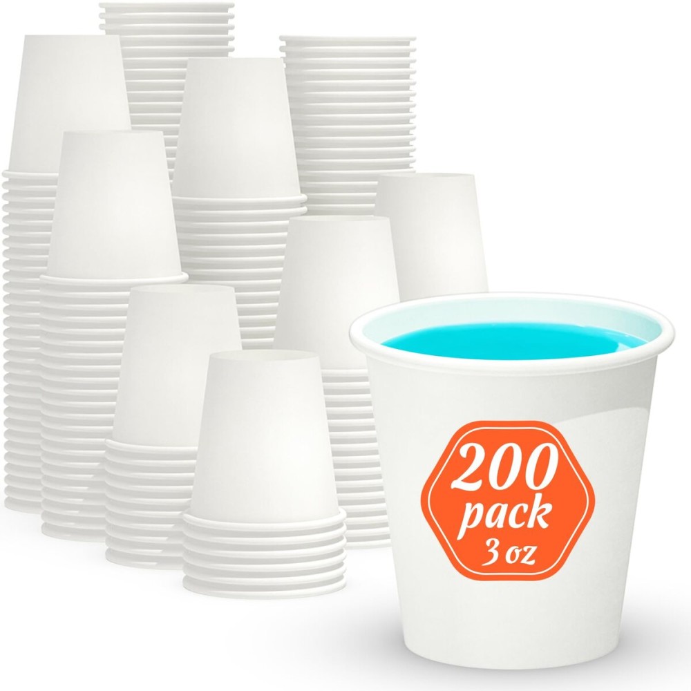 Dealusy 200 Count 3 oz Disposable Coffee Cups, Bathroom Mouthwash Cups, Leak-Free Food Safe Small Paper Mini Cup