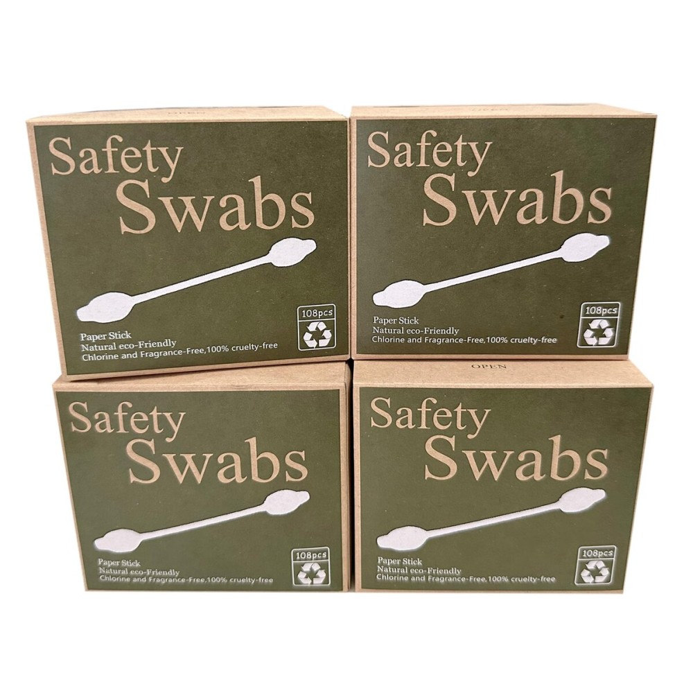 4 Packs Safety Cotton Swabs with Large Tips, Baby Cotton Buds 432pcs
