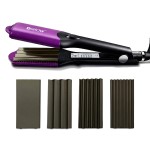 DSHOW Hair Crimper for Women with 4 Interchangeable Plates, Crimper Hair Iron Volumizing Flufft Hairstyle Crimping Iron for Hair with 5 Heat Settings & 60 Min Auto Off