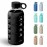 purifyou 40oz / 32oz / 22oz / 12oz Borosilicate Glass Water Bottle with Time & Volume Markers, Silicone Sleeve, Stainless Steel Lid | Reusable Glass Bottle for Water & Juice (22oz Jet Black)