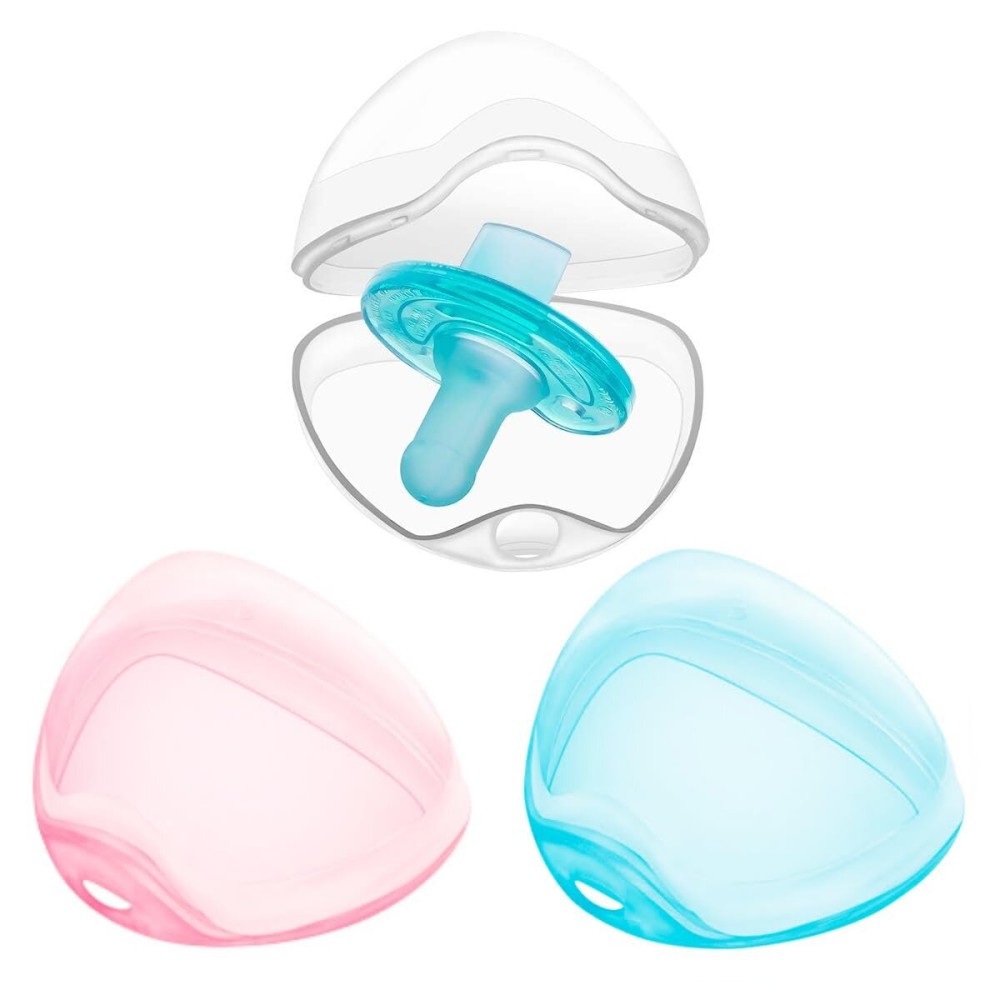LANEYLI Pacifier Case (3 Pack, Clear, Blue, Pink)