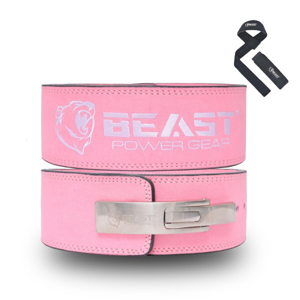 Beast Power Gear Weight Lifting Belt Lever Buckle 10MM 13MM Thick & 4 Inches Free Strap Weightlifting, Powerlifting, Deadlifts, Squats Men Women
