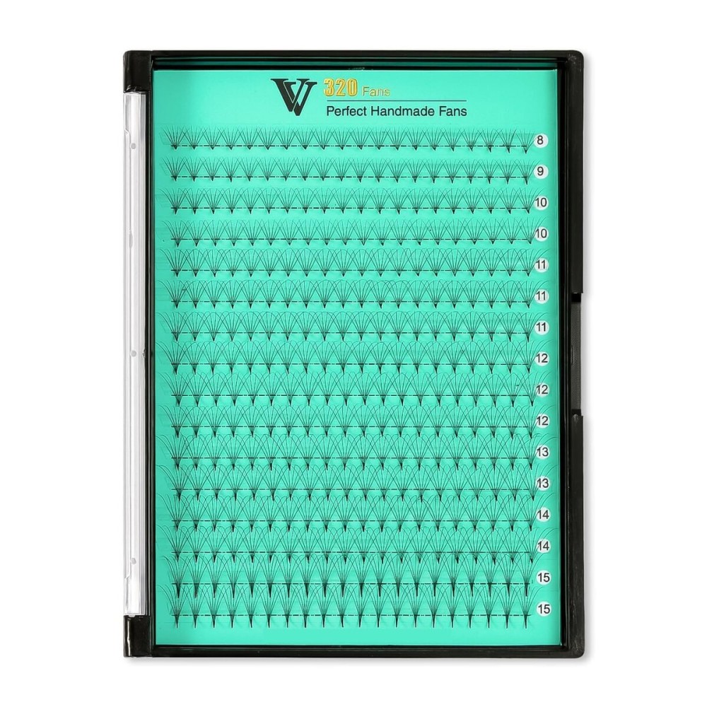 VAVALASH Premade Fans Eyelash Extensions 320 Fans 5D 6D 8D 10D 12D 0.05 0.07 Thickness C/D Curl Middle Stem Pointy Base Premade Fans Russian Volume Lash Extensions (320 Fans-6D-0.07-C-8-15mm)