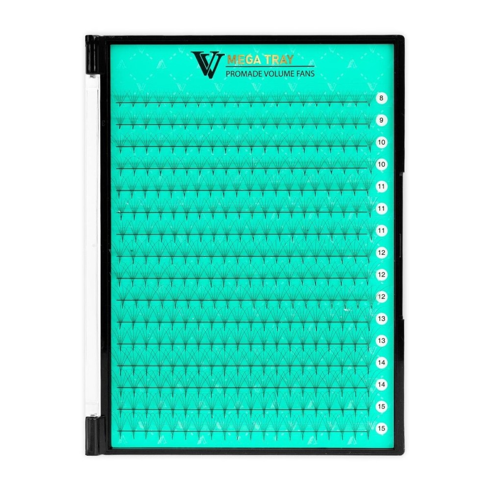 VAVALASH Premade Fans Eyelash Extensions 320 Fans 5D 6D 8D 10D 12D 0.05 0.07 Thickness C/D Curl Middle Stem Pointy Base Premade Fans Russian Volume Lash Extensions (320 Fans-5D-0.07-C-8-15mm)