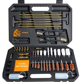 PERWIN Universal Gun Cleaning Kit for All Caliber Pistol Rifle Handgun Shotgun Hunting Cleaning Kit with Brass Rods and Tough Carrying Case, Gun Accessories Gifts for Men