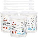 HOMEFOX Cotton Swabs Precision Pointed - 600 Count Pointy Organic Cotton Buds Double Side Tightly Wrapped Cotton Tips Paper Stick Soft Gentle Lint-Free Cruelty-Free, Pointy & Round (White)