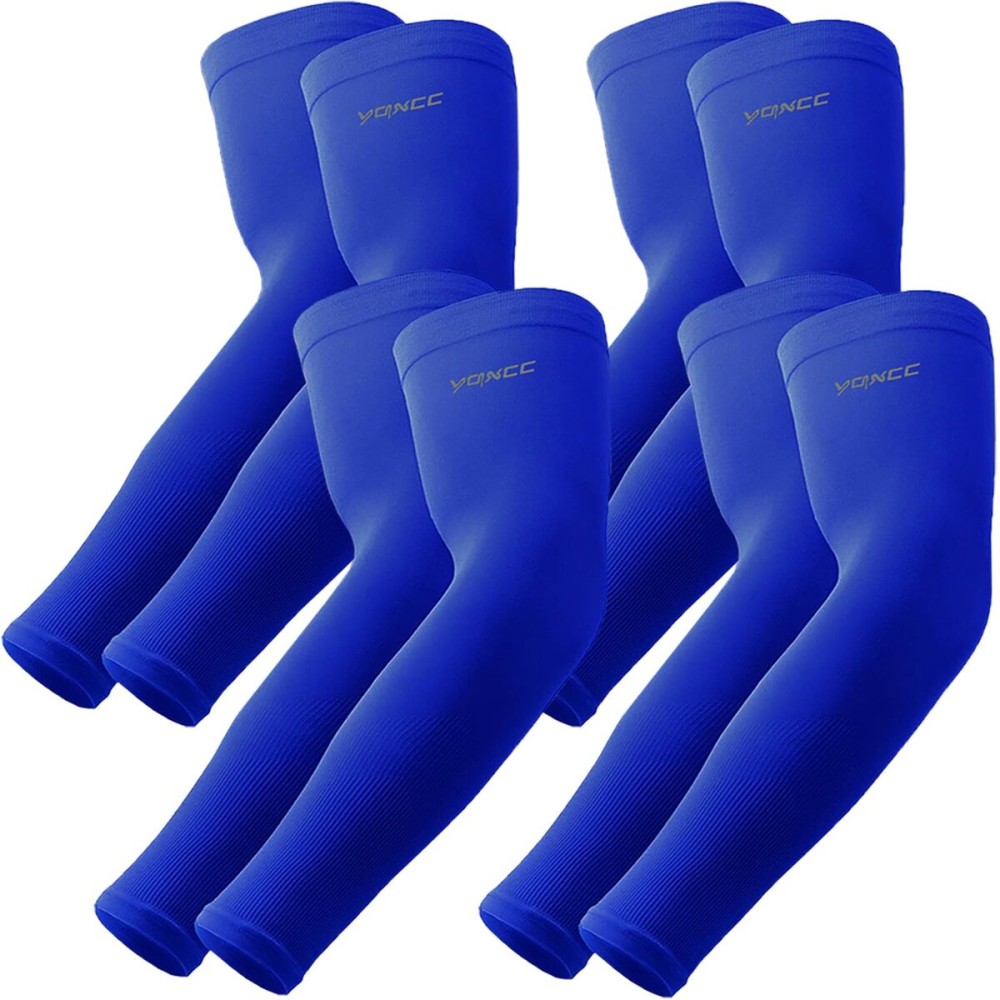 YQXCC 4 Pairs Arm Sleeves, Cooling UV Sun Protection Sports Compression Sleeves for Men Women, Golf Basketball Arm Sleeves