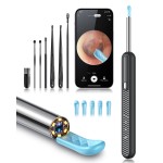Loyker Ear Wax Removal Tool Camera, Ear Cleaner with 1080P Camera, Earwax Removal Cleaning Kit with 6 Ear Pick, Otoscope for iPhone, iPad, Android Phones, Gray