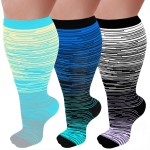 3 Pairs Plus Size Compression Socks for Women and Men Wide Calf 20-30mmhg Extra Large Knee High Support for Circulation