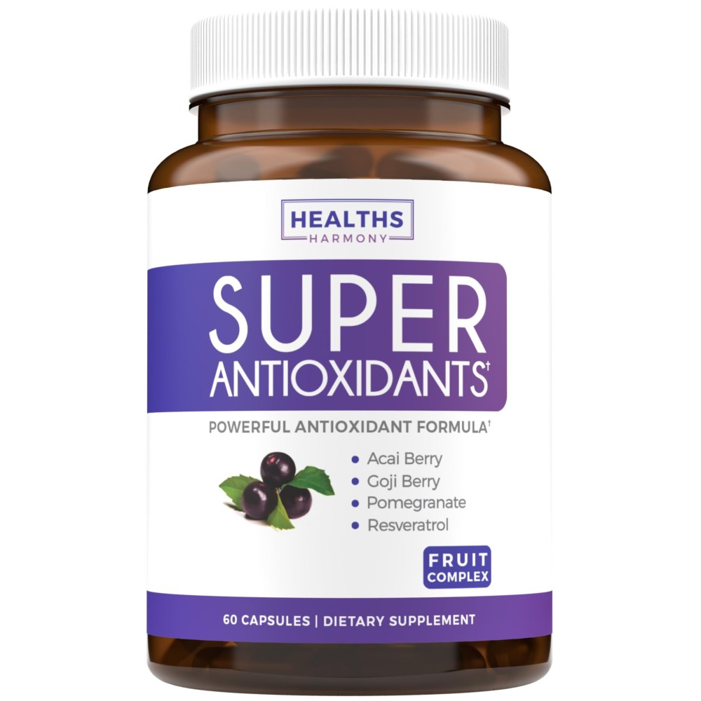 Super Antioxidants Supplement for Women & Men - High Potency Herbal & Fruit Blend with Acai, Goji, Pomegranate, Elderberry & Resveratrol for Skin Care & Immune Support - Vegan & Non-GMO - 120 Capsules