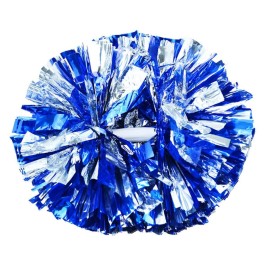 Hooshing 6PCS Blue and Silver Pom Poms Cheerleading Metallic Cheer Pom Poms with Baton Handle for Team Spirit Sports Dance Cheering Kids Adults