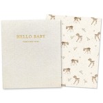 Peachly Unisex Baby Memory Book | Minimalist First Year Baby Book Keepsake for Milestones | Baby Scrapbook for Boy or Girl | Natural Linen - Forest