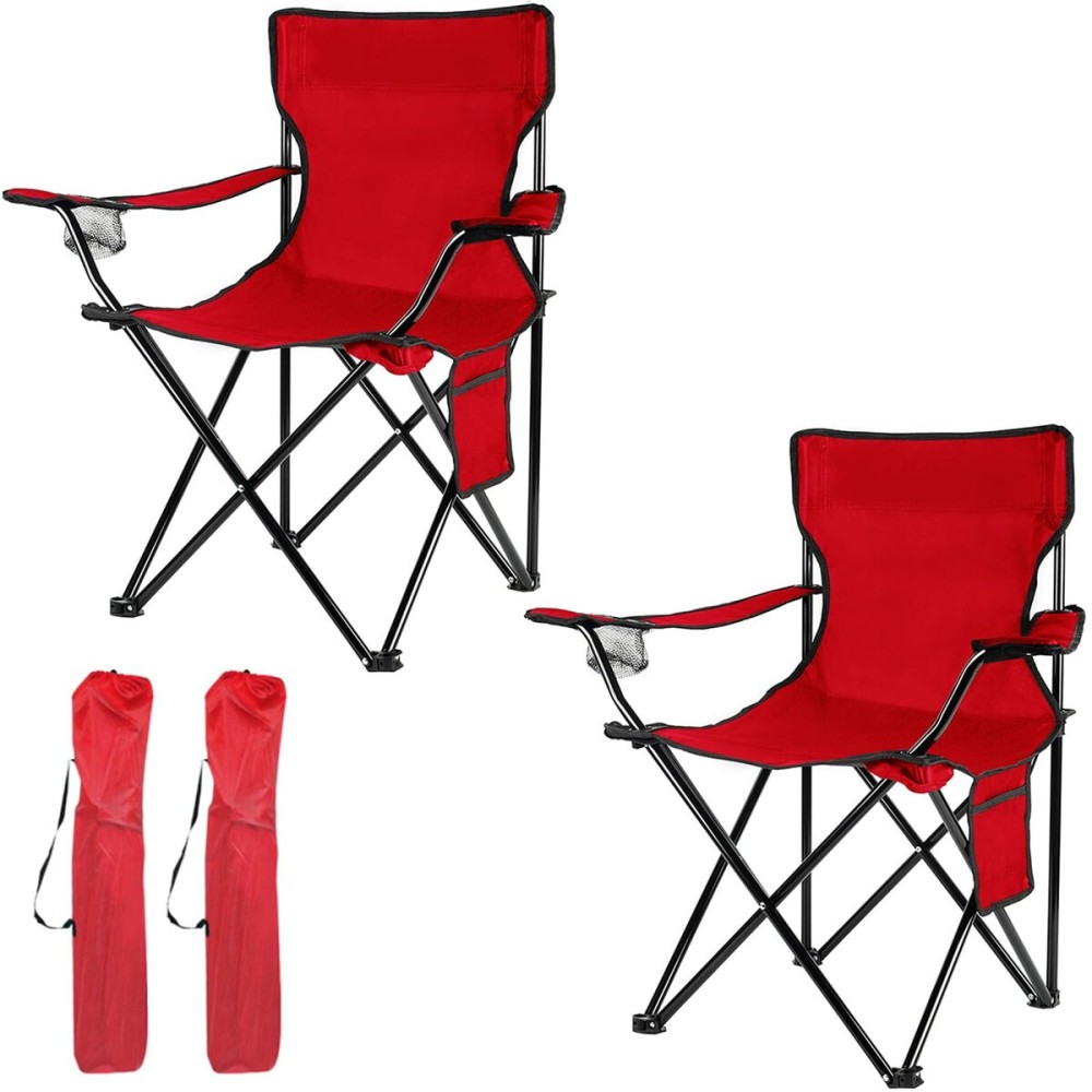 Damei century Folding Camping Chairs- Lightweight, Portable Chair for Beach, Lawn, Outdoor Sports, 2Pack Red