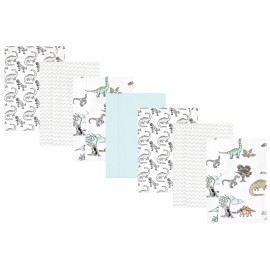 Hudson Baby Unisex Baby Cotton Flannel Burp Cloths 7-Pack, Neutral Dino World, One Size
