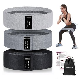 KANGFITER Non-Slip Fabric Resistance Bands for Working Out, Loop Exercise Bands for Booty Leg, Butt, Glute, Stretch Workout Bands for Women & Men, Hip Elastic Bands for Home Gym Fitness, Yoga, Pilates