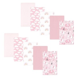 Hudson Baby Unisex Baby Cotton Flannel Burp Cloths 10-Pack, Girl New Elephant, One Size