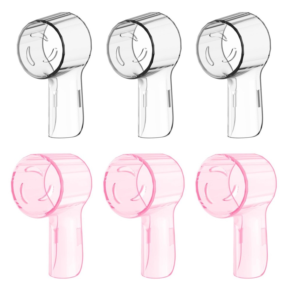 6 Pack Toothbrush Dustproof Cover Compatible with Oral B iO Ultimate Clean Gentle Care Replacment Heads and iO Series 3 4 5 6 7 7G 8 9 Electric Toothbrush, (Transparent+Rose)
