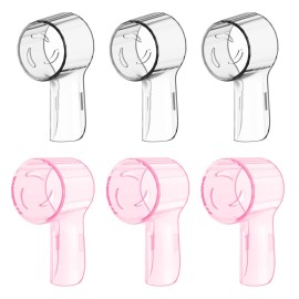 6 Pack Toothbrush Dustproof Cover Compatible with Oral B iO Ultimate Clean Gentle Care Replacment Heads and iO Series 3 4 5 6 7 7G 8 9 Electric Toothbrush, (Transparent+Rose)