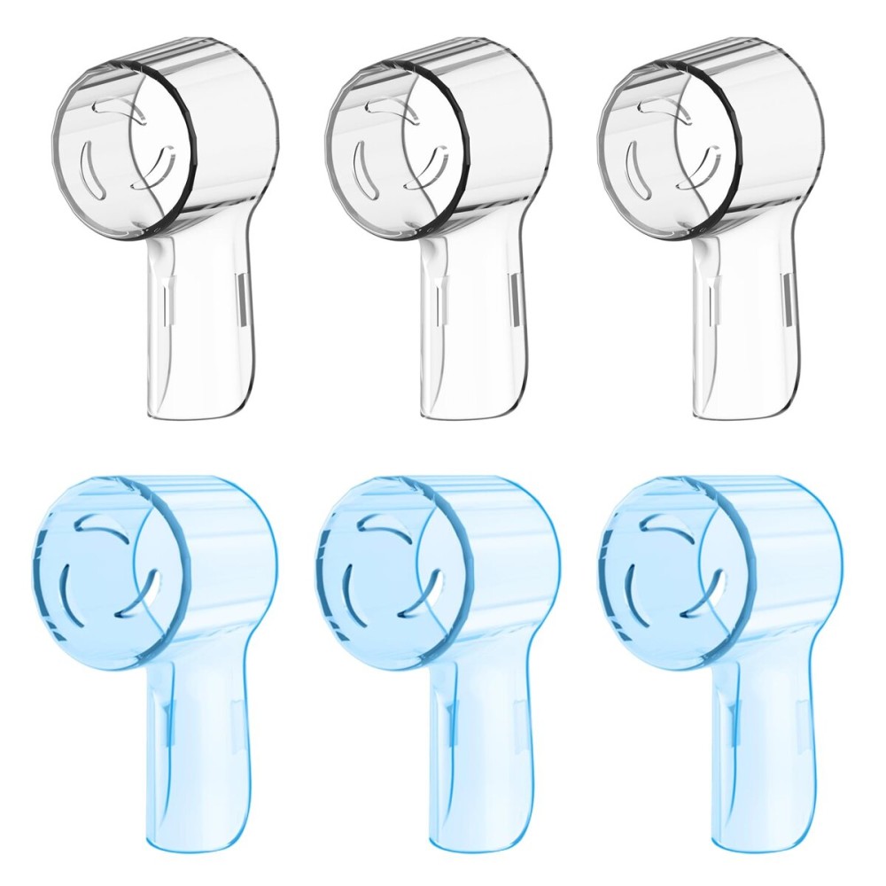 6 Pack Toothbrush Dustproof Cover Compatible with Oral B iO Ultimate Clean Gentle Care Replacment Heads and iO Series 3 4 5 6 7 7G 8 9 Electric Toothbrush (Transparent+Blue)