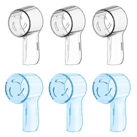 6 Pack Toothbrush Dustproof Cover Compatible with Oral B iO Ultimate Clean Gentle Care Replacment Heads and iO Series 3 4 5 6 7 7G 8 9 Electric Toothbrush (Transparent+Blue)