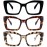 REAVEE 3 Pack Oversized Square Reading Glasses Oprah Style for Women, Blue Light Blocking Large Frame Computer Designer Fashion Readers with Spring Hinge (Black/Tortoise/Grey Tortoise,1.25)