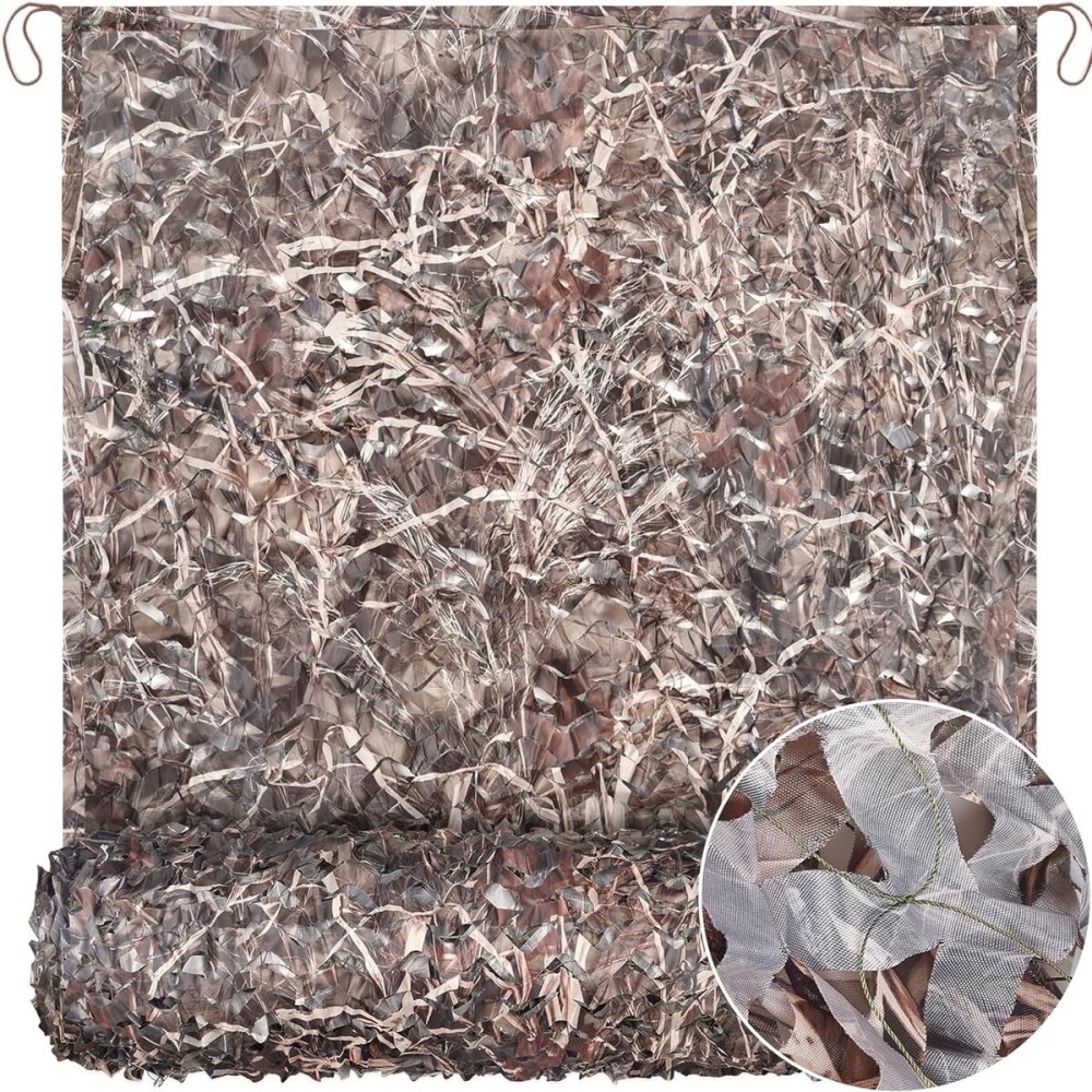 Yeacool Camo Mesh Netting 10x10 Camouflage Netting Military Surplus Hunting Blind Net for Military Theme Party Decorations Backdrop Sunshade Car Cover Camping Shooting (Dry Grass, 10ftx10ft, 3m*3m)