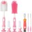 Ariseno 5-in-1 Baby Bottle Brush Set, Including Nylon and Silicone Bottle Brush, Cap, Straw, Nipple Brushes, BPA-Free (Pink)