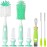 Ariseno 5-in-1 Baby Bottle Brush Set, Bottle Brush for Baby, Bottle Cleaner Brush Set, Including Nylon and Silicone Bottle Brush, Bottle Cap Brush, Straw Brush, Nipple Brush, BPA-Free (Green)