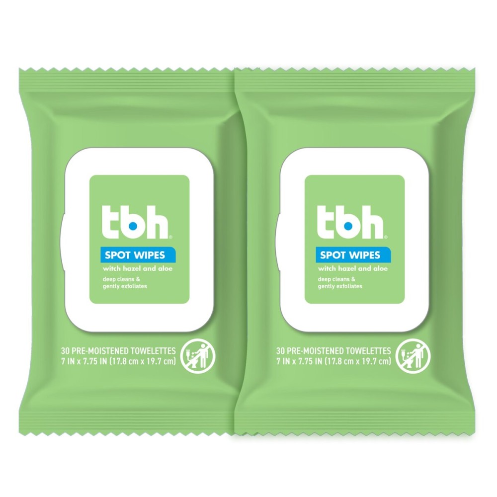 TBH Kids Spot Face Cleansing Wipes - Gentle Daily Skincare for Preteens & Teens with Oily, Dry & Sensitive Skin - Salicylic Acid & Witch Hazel - Paraben-Free & Dermatologist-Approved - 30ct (2 pack)