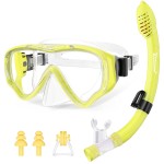 U PHITNIS Kids Snorkel Set for Age 4-14 - Dry Top Snorkeling Gear for Kids Junior & Youth - Childs Diving Mask with Big Eyes for Boys Girls - Anti-Fog Snorkeling Mask and Snorkel Set
