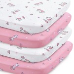 Pack and Play Sheets, Pack n Play Sheets | Mini Crib Sheets 4-Pack, Ultra Soft Pack n Play Mattresses Sheets Compatible with Graco Pack n Play, Soft and Breathable Material, Pink
