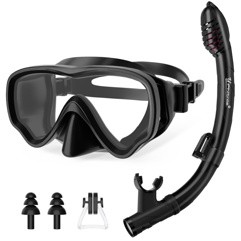 U PHITNIS Kids Snorkel Set for Age 4-14 - Dry Top Snorkeling Gear for Kids Junior & Youth - Childs Diving Mask with Big Eyes for Boys Girls - Anti-Fog Snorkeling Mask and Snorkel Set