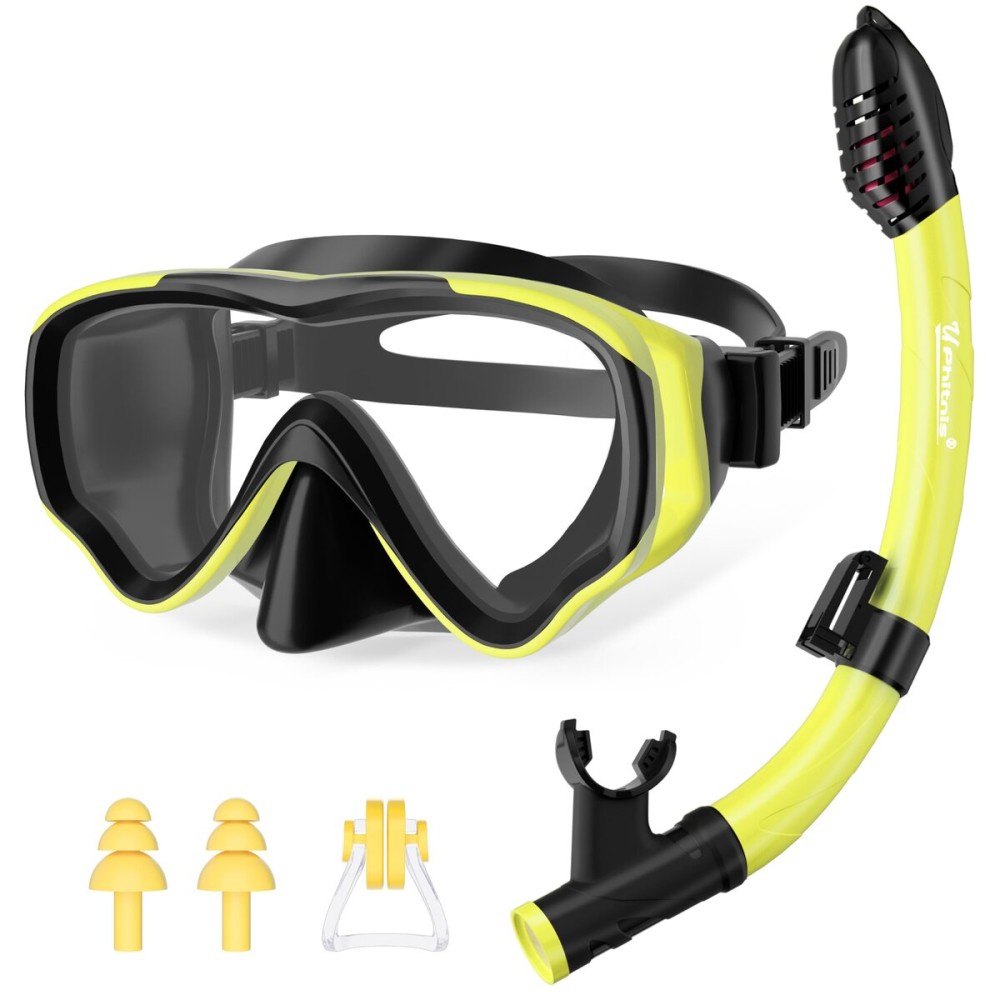 Kids Snorkel Set for Age 4-14 - Dry Top Snorkeling Gear for Kids Junior & Youth - Childs Diving Mask with Big Eyes for Boys Girls - Anti-Fog Snorkeling Mask and Snorkel Set