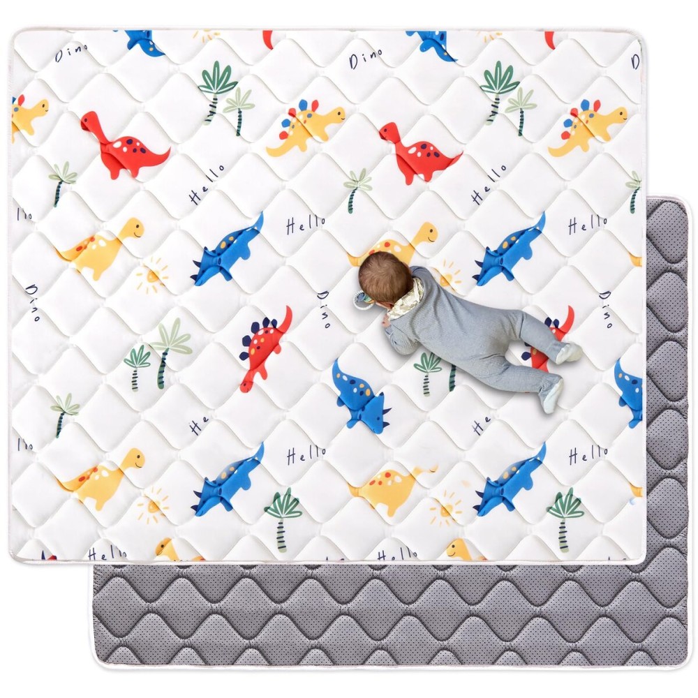 Odorless Premium Foam Baby Play Mat 59 x 59, Soft Microfiber Fabric Crawling Mat for Floor- Comfortable and Hypoallergenic, Non-Slip Cushioned Floor Playpen mat for Infants,Babies,Toddlers
