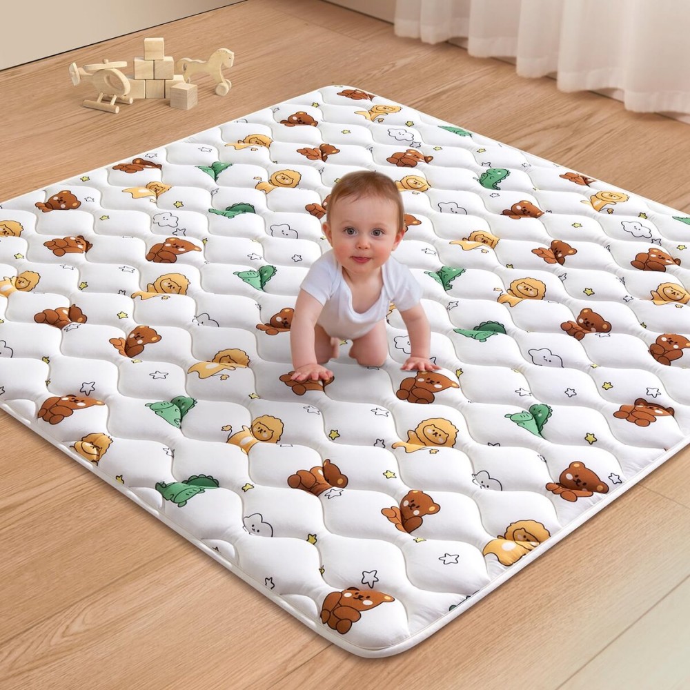 Premium Foam Baby Play Mat 50 X 50, Thicken One-Piece Crawling Mat, Non-Slip Cushioned Activity PlayMats for Infants, Babies, Toddlers, Play & Tummy Time