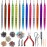 65 Pcs Hair Feathers with Hair Extension Tools, 13 Colors Long Straight Synthetic Hair Feather Extensions Kit with Microlink Beads for Women Girls Kids Daily Parties Festival
