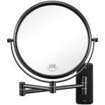 Wall Mounted Makeup Mirror - 1X/10X Magnifying Mirror for Wall, 8 Inch Double Sided 360 Swivel Extendable Bathroom Mirror for Shaving, Black