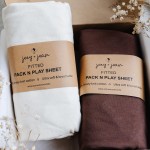 Joey + Joan Travel Crib Fitted Sheets for Baby Bjorn, Guava Lotus Travel Crib and 24 x 42 Inch Travel Light Playard Mattress - Snuggly Soft 100% Jersey Cotton - Cream + Brown - 2 Pack