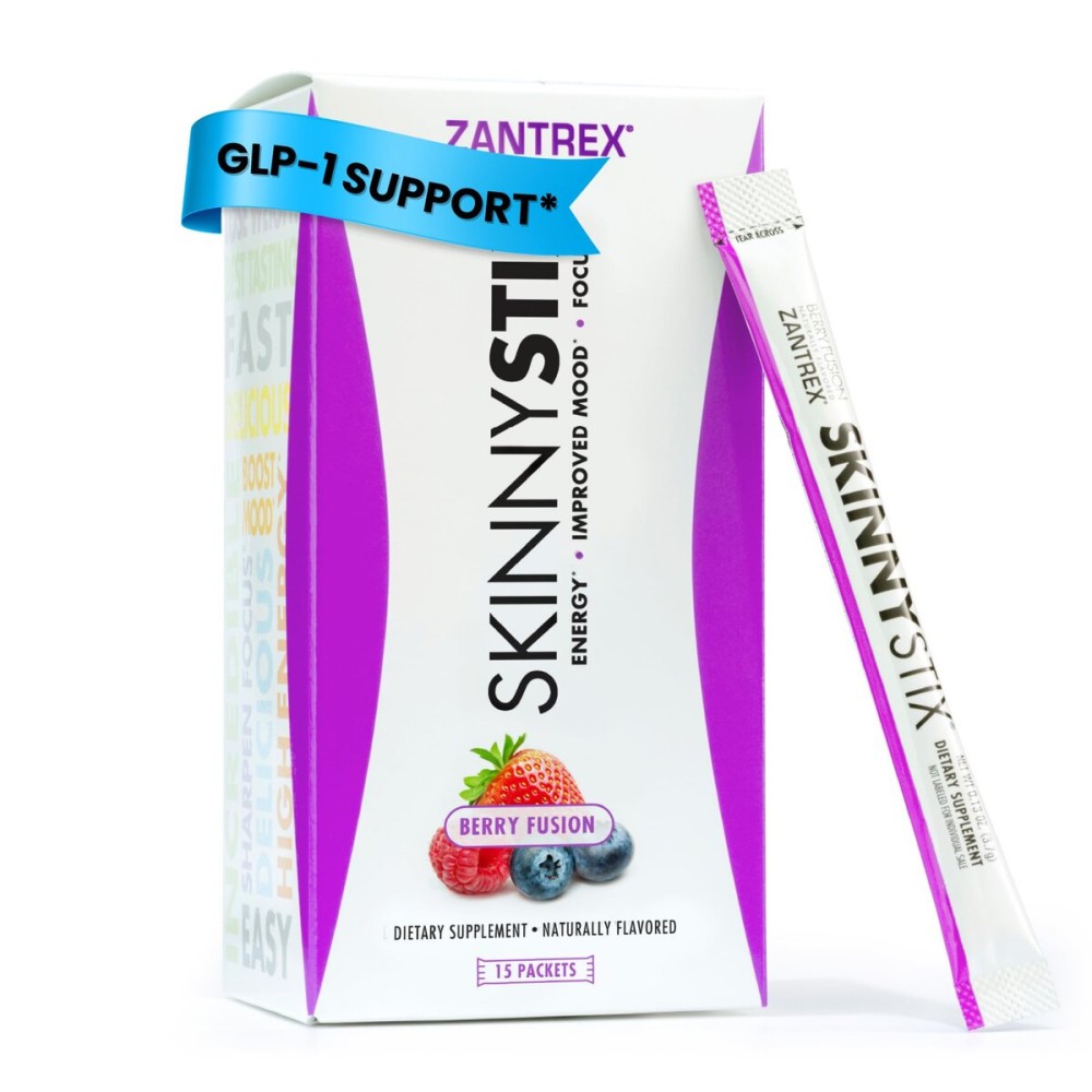 SkinnyStix Berry Fusion GLP-1 Support Powder Energy Drink, Metabolic Support, Appetite Control, Natural Energy Boost | 15 Single-Serving Packets