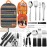 Portable Camping Kitchen Utensil Set-27 Piece Cookware Kit, Stainless Steel Outdoor Cooking and Grilling Utensil Organizer Travel Set Perfect for Travel, Picnics, RVs, Camping, BBQs, Parties and More