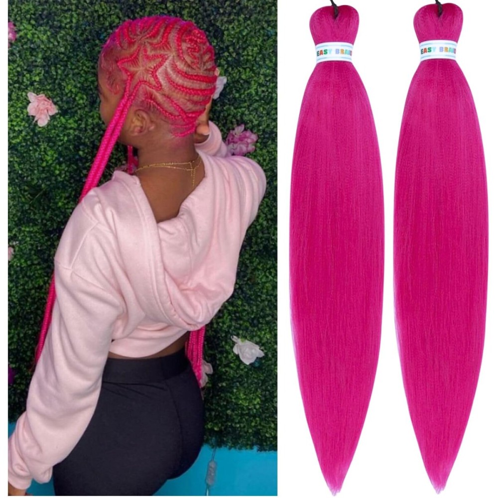Magenta Pink Pre streched Braiding Hair Easy to Use Pre feathered Braiding Hair